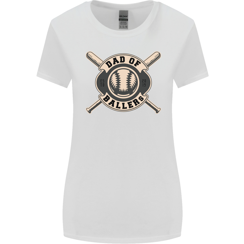 Baseball Dad of Ballers Funny Fathers Day Womens Wider Cut T-Shirt White
