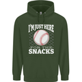 Baseball Im Just Here for the Snacks Childrens Kids Hoodie Forest Green
