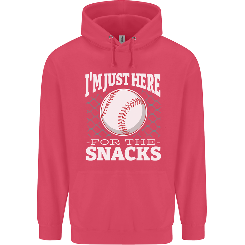 Baseball Im Just Here for the Snacks Childrens Kids Hoodie Heliconia