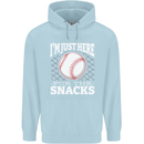 Baseball Im Just Here for the Snacks Childrens Kids Hoodie Light Blue