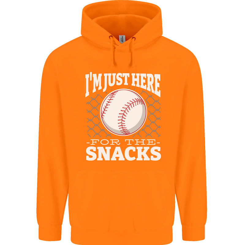 Baseball Im Just Here for the Snacks Childrens Kids Hoodie Orange