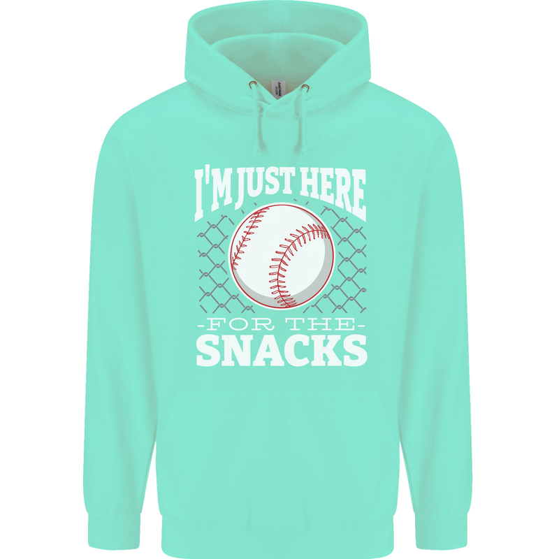 Baseball Im Just Here for the Snacks Childrens Kids Hoodie Peppermint