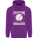 Baseball Im Just Here for the Snacks Childrens Kids Hoodie Purple