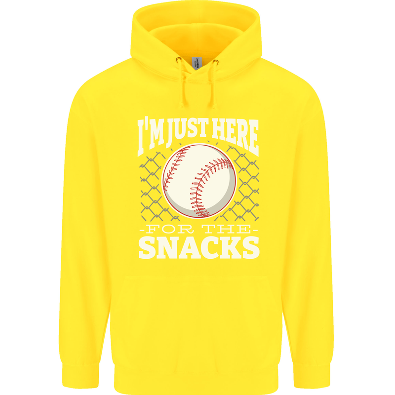 Baseball Im Just Here for the Snacks Childrens Kids Hoodie Yellow