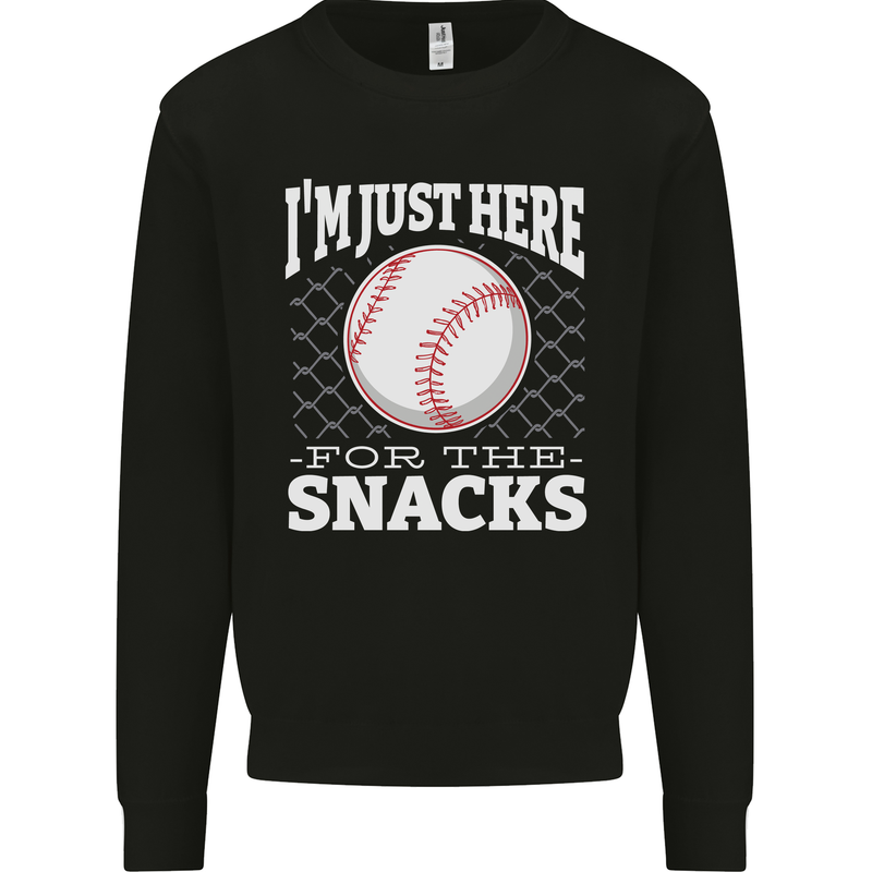 Baseball Im Just Here for the Snacks Kids Sweatshirt Jumper Black