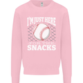 Baseball Im Just Here for the Snacks Kids Sweatshirt Jumper Light Pink