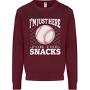 Baseball Im Just Here for the Snacks Kids Sweatshirt Jumper Maroon