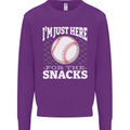 Baseball Im Just Here for the Snacks Kids Sweatshirt Jumper Purple