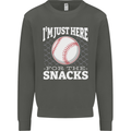 Baseball Im Just Here for the Snacks Kids Sweatshirt Jumper Storm Grey