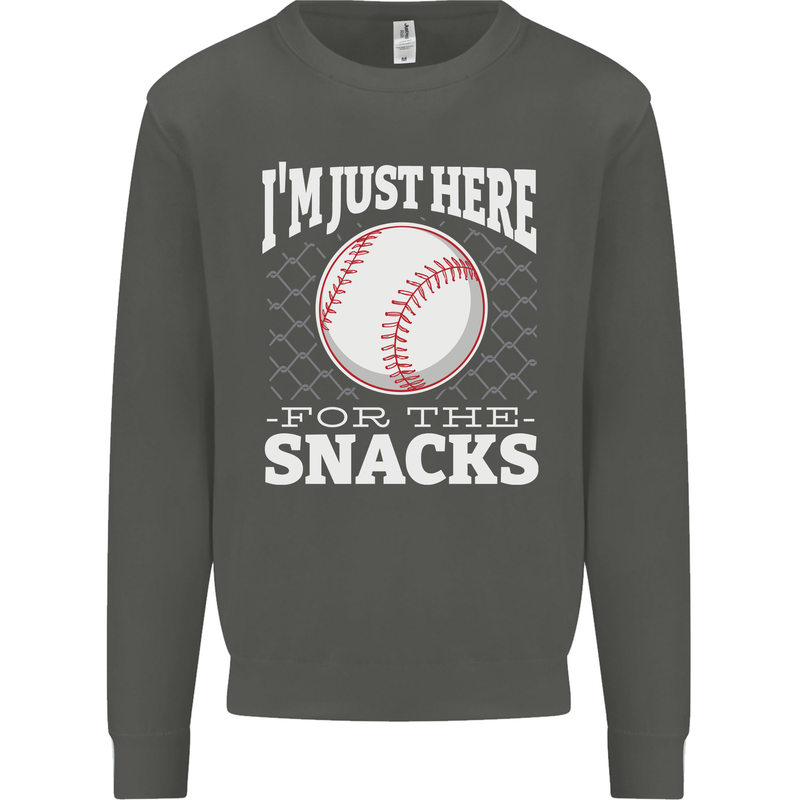 Baseball Im Just Here for the Snacks Kids Sweatshirt Jumper Storm Grey