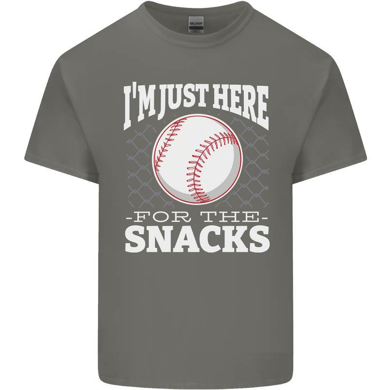 Baseball Im Just Here for the Snacks Kids T-Shirt Childrens Charcoal