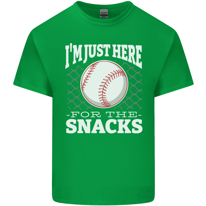 Baseball Im Just Here for the Snacks Kids T-Shirt Childrens Irish Green