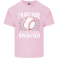Baseball Im Just Here for the Snacks Kids T-Shirt Childrens Light Pink