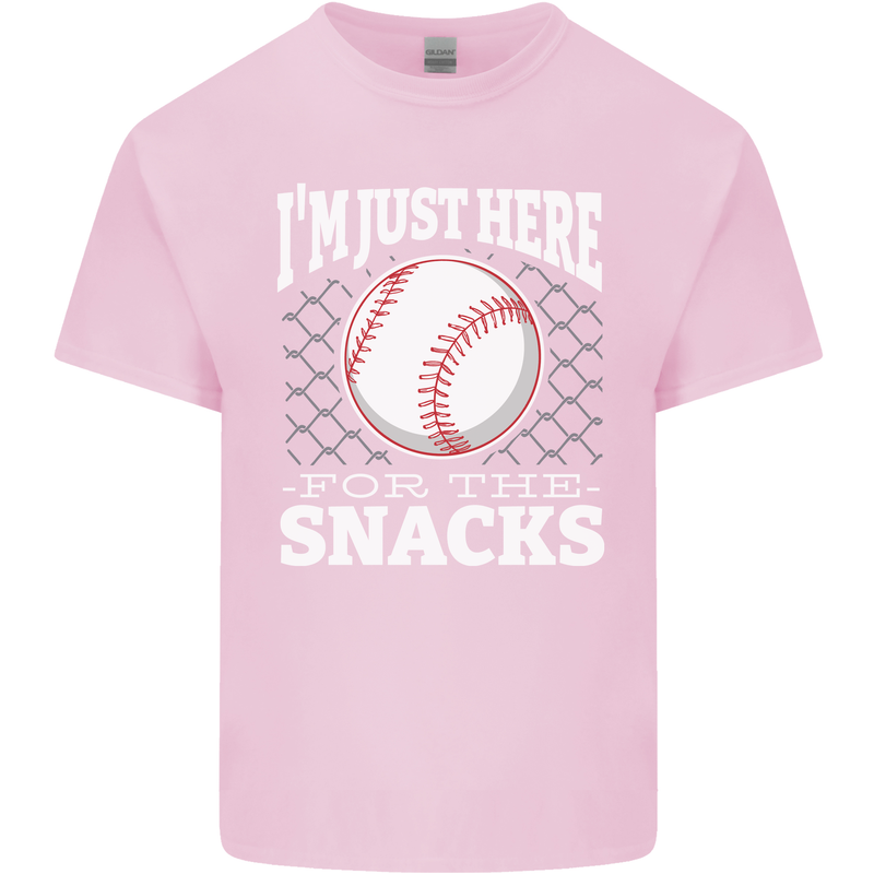 Baseball Im Just Here for the Snacks Kids T-Shirt Childrens Light Pink