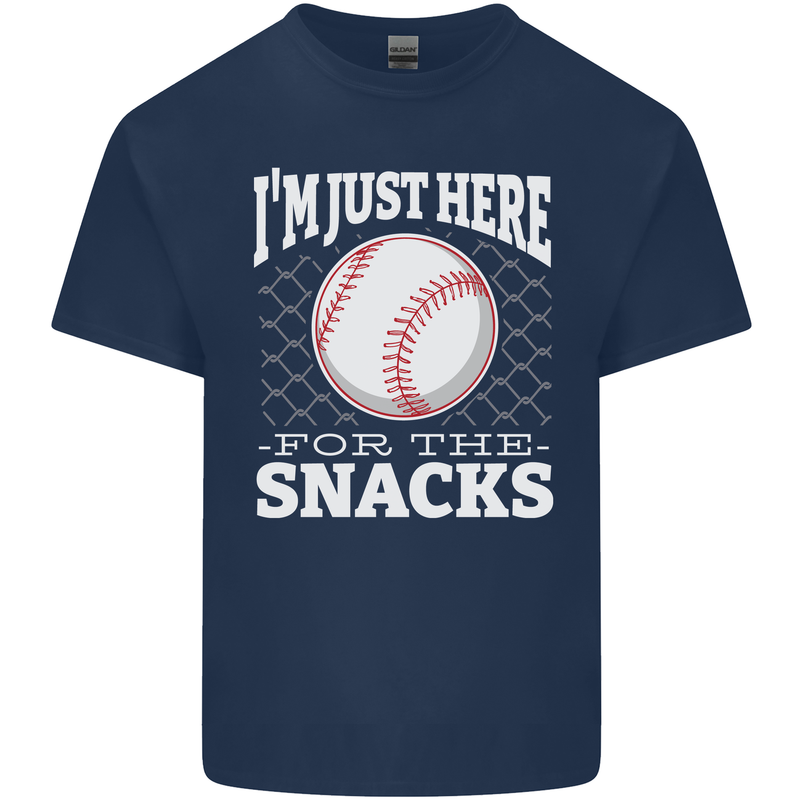 Baseball Im Just Here for the Snacks Kids T-Shirt Childrens Navy Blue