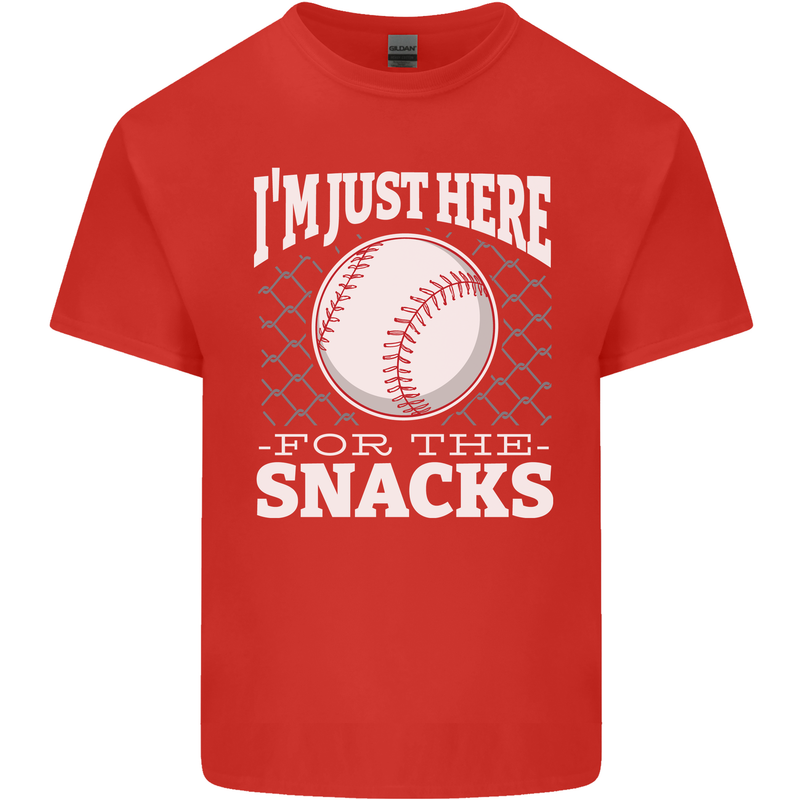 Baseball Im Just Here for the Snacks Kids T-Shirt Childrens Red