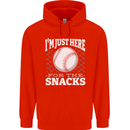 Baseball Im Just Here for the Snacks Mens 80% Cotton Hoodie Bright Red
