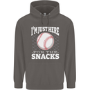 Baseball Im Just Here for the Snacks Mens 80% Cotton Hoodie Charcoal