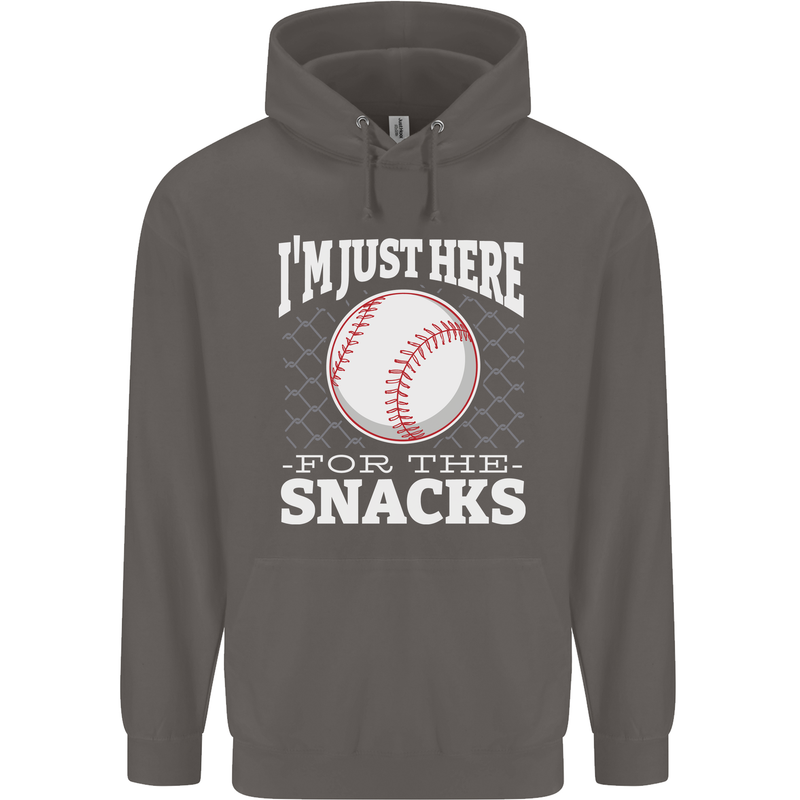 Baseball Im Just Here for the Snacks Mens 80% Cotton Hoodie Charcoal