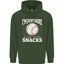 Baseball Im Just Here for the Snacks Mens 80% Cotton Hoodie Forest Green