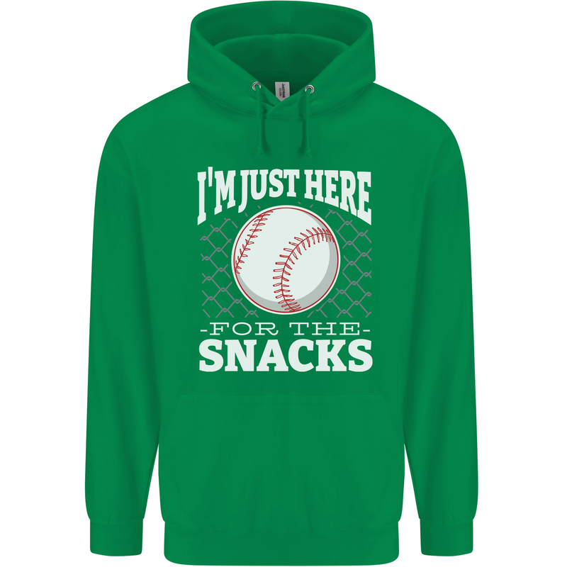 Baseball Im Just Here for the Snacks Mens 80% Cotton Hoodie Irish Green