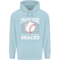 Baseball Im Just Here for the Snacks Mens 80% Cotton Hoodie Light Blue
