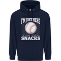 Baseball Im Just Here for the Snacks Mens 80% Cotton Hoodie Navy Blue