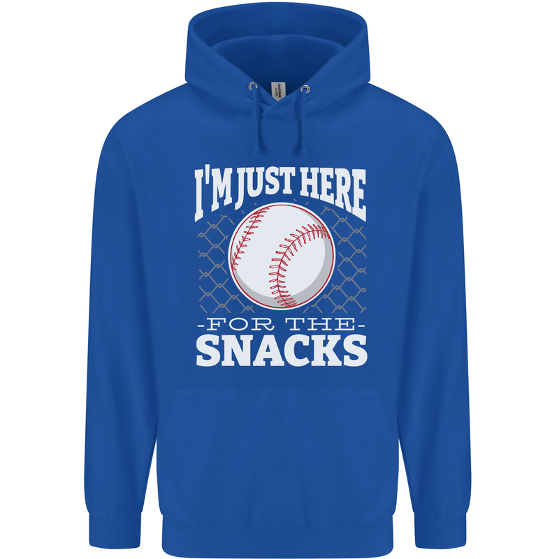 Baseball Im Just Here for the Snacks Mens 80% Cotton Hoodie Royal Blue