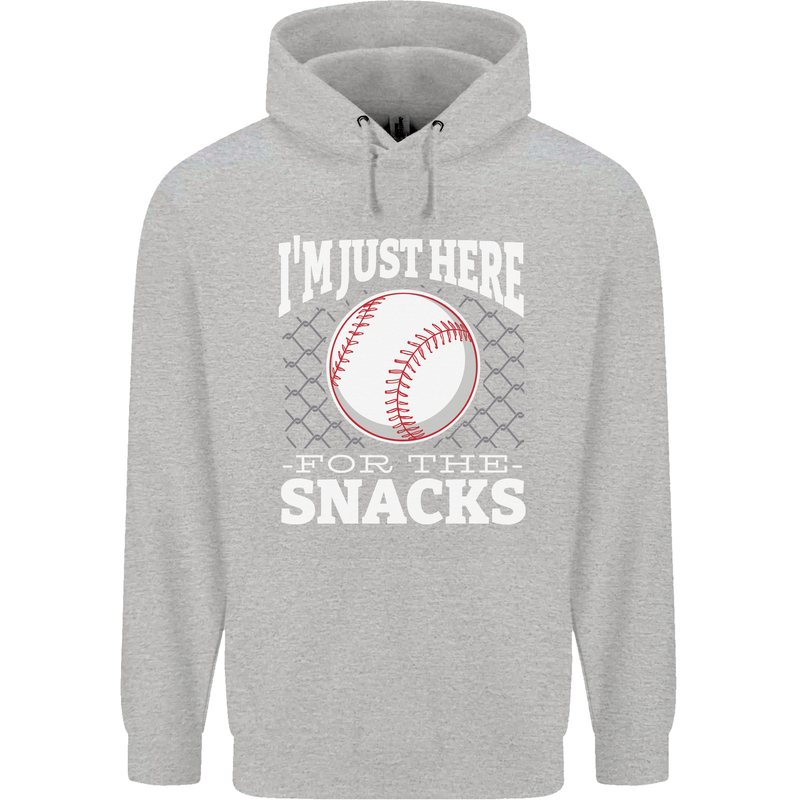 Baseball Im Just Here for the Snacks Mens 80% Cotton Hoodie Sports Grey