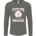 Baseball Im Just Here for the Snacks Mens Long Sleeve T-Shirt Charcoal