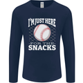 Baseball Im Just Here for the Snacks Mens Long Sleeve T-Shirt Navy Blue