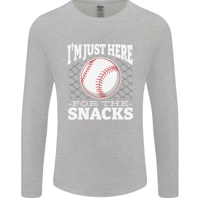Baseball Im Just Here for the Snacks Mens Long Sleeve T-Shirt Sports Grey