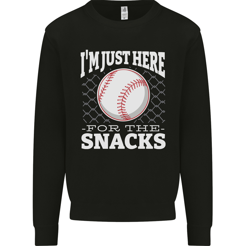 Baseball Im Just Here for the Snacks Mens Sweatshirt Jumper Black