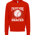Baseball Im Just Here for the Snacks Mens Sweatshirt Jumper Bright Red
