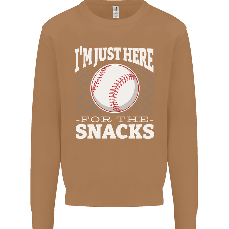 Baseball Im Just Here for the Snacks Mens Sweatshirt Jumper Caramel Latte