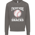Baseball Im Just Here for the Snacks Mens Sweatshirt Jumper Charcoal