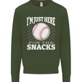 Baseball Im Just Here for the Snacks Mens Sweatshirt Jumper Forest Green