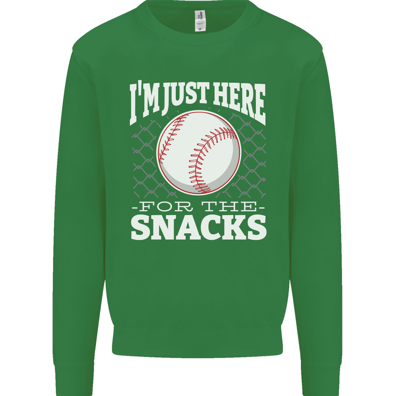 Baseball Im Just Here for the Snacks Mens Sweatshirt Jumper Irish Green