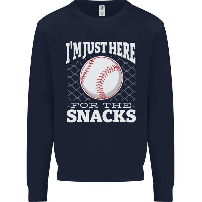 Baseball Im Just Here for the Snacks Mens Sweatshirt Jumper Navy Blue