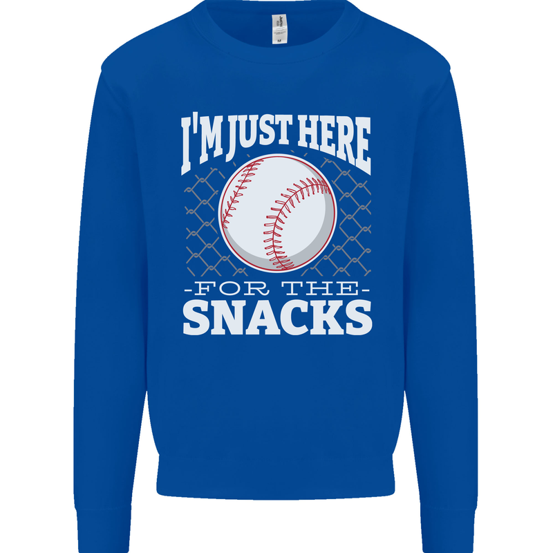 Baseball Im Just Here for the Snacks Mens Sweatshirt Jumper Royal Blue