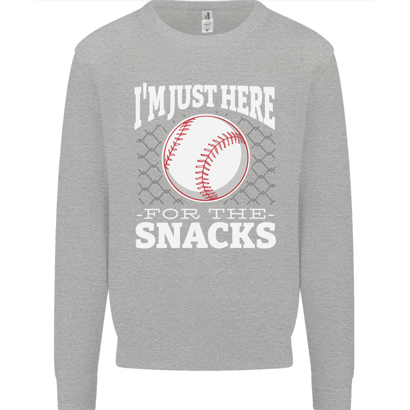 Baseball Im Just Here for the Snacks Mens Sweatshirt Jumper Sports Grey