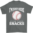Baseball Im Just Here for the Snacks Mens T-Shirt 100% Cotton Charcoal