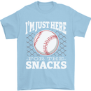 Baseball Im Just Here for the Snacks Mens T-Shirt 100% Cotton Light Blue