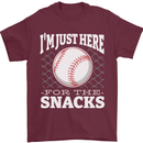Baseball Im Just Here for the Snacks Mens T-Shirt 100% Cotton Maroon
