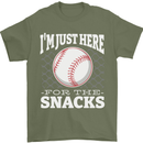 Baseball Im Just Here for the Snacks Mens T-Shirt 100% Cotton Military Green