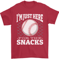 Baseball Im Just Here for the Snacks Mens T-Shirt 100% Cotton Red