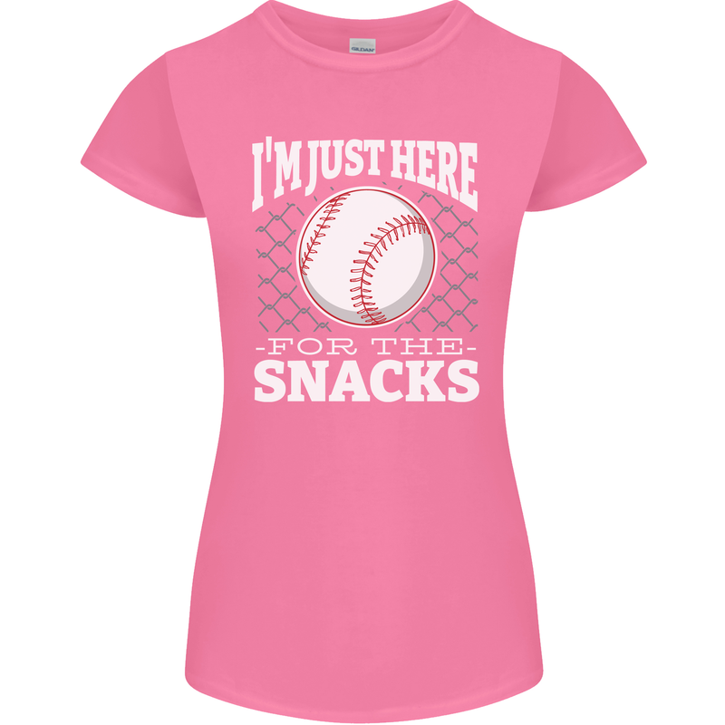 Baseball Im Just Here for the Snacks Womens Petite Cut T-Shirt Azalea