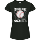Baseball Im Just Here for the Snacks Womens Petite Cut T-Shirt Black