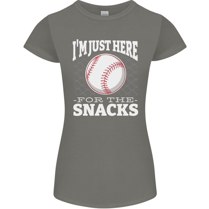 Baseball Im Just Here for the Snacks Womens Petite Cut T-Shirt Charcoal