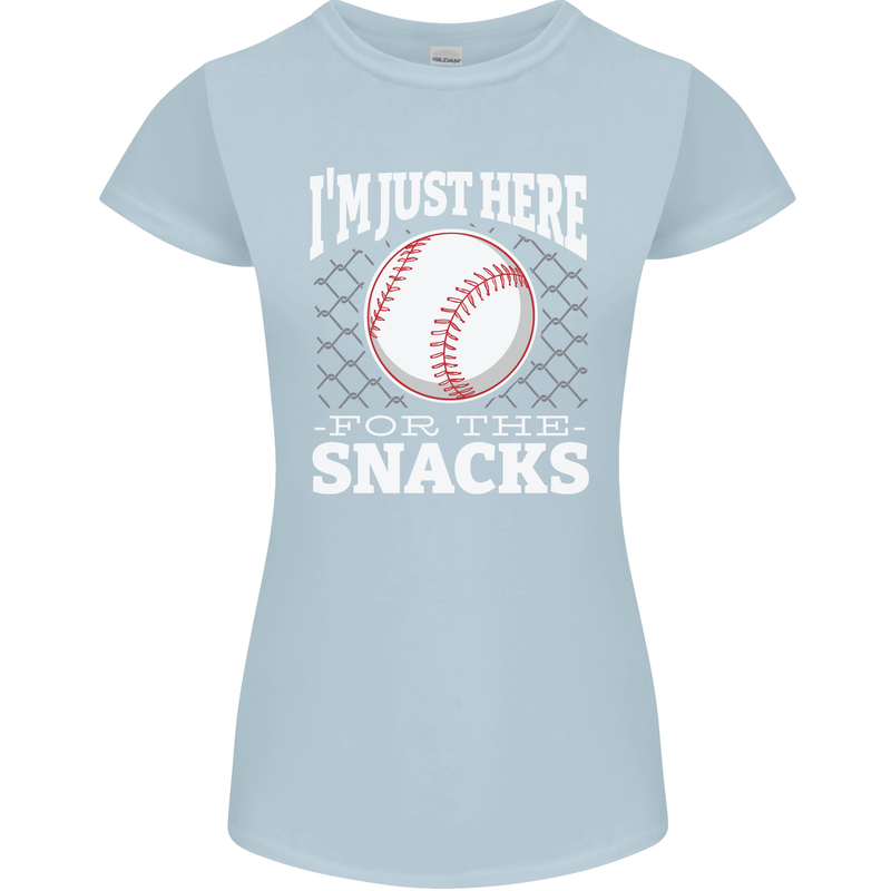 Baseball Im Just Here for the Snacks Womens Petite Cut T-Shirt Light Blue